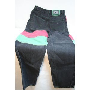 VTG 90s Y2K Machine Jeans Color Block Mens 32x34 Hiphop Urban Streetwear Groovy